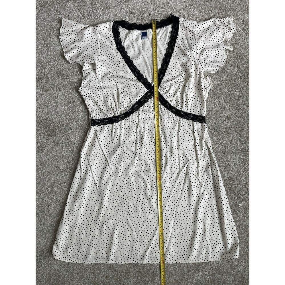 Old Navy Polka Dots Babydoll Mini Dress Lace Trim L Romantic Y2K Dainty Cottage - Picture 9 of 12
